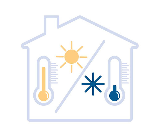 House outline with heating and cooling icons